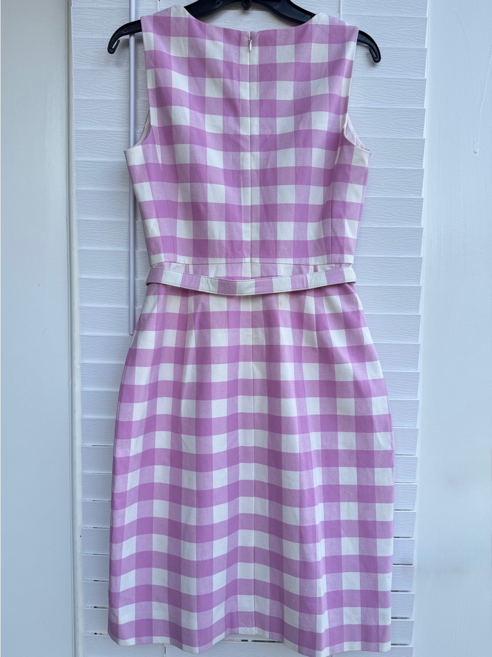 J.Crew Gingham Plaid Sheath Dress Belted Sleeveless Size 6 Cotton Stretch - Picture 7 of 12